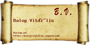 Balog Vitális névjegykártya